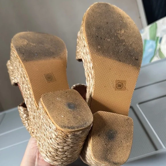 Tan Espadrille Platform Shoes with Woven Design - Picture 4 of 4